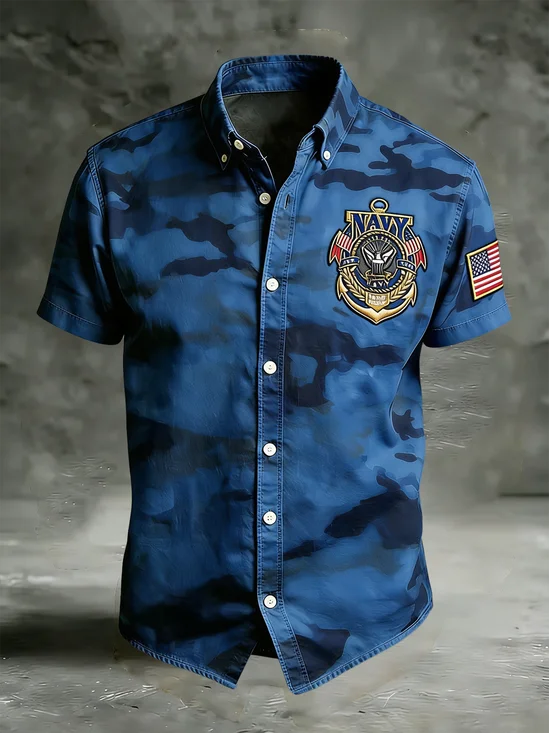 Moisture Wicking US Navy Chest Pocke Holiday Hawaiian Shirt