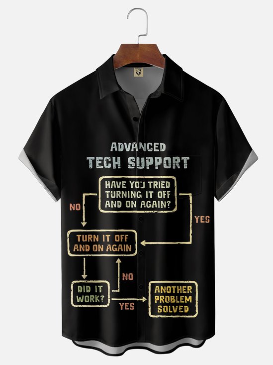 Moisture-wicking Turn It Off And On Again Chest Pocket Casual Shirt