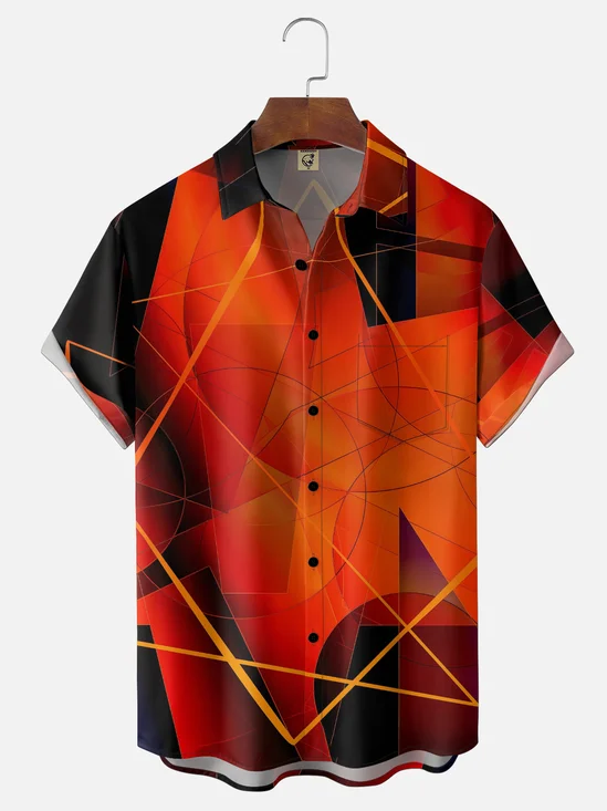 Hardaddy X Clemens Niewoehner Moisture-wicking Gradient Geometric Chest Pocket Casual Shirt