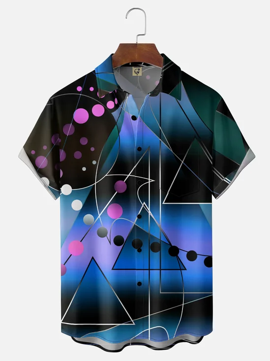 Hardaddy X Clemens Niewoehner Moisture-wicking Gradient Geometric Chest Pocket Casual Shirt