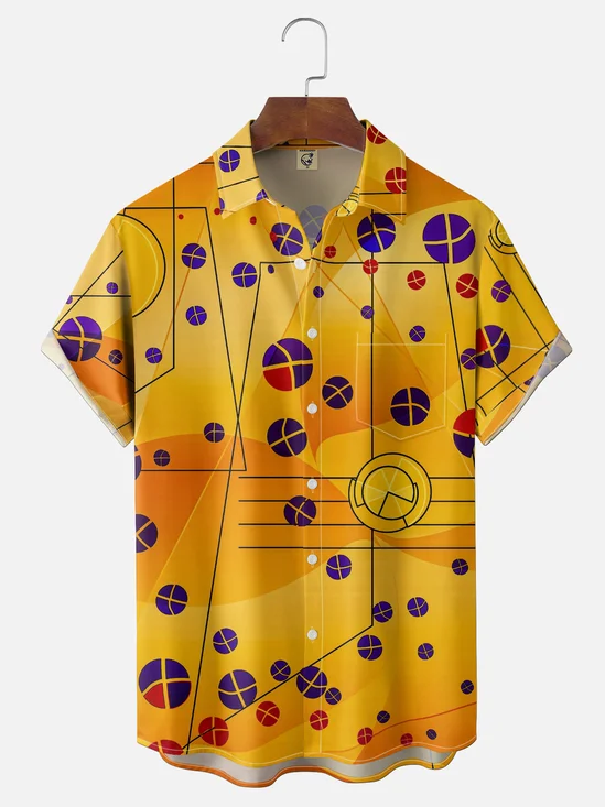 Hardaddy X Clemens Niewoehner Moisture-wicking Gradient Geometric Chest Pocket Casual Shirt