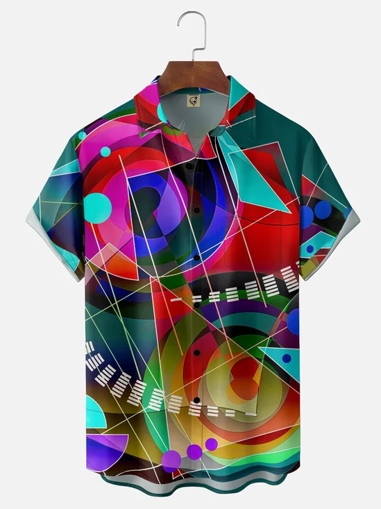 Hardaddy X Clemens Niewoehner Moisture-wicking Geomatric Chest Pocket Casual Shirt