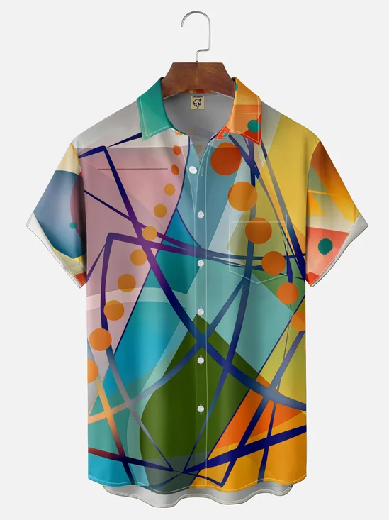 Hardaddy X Clemens Niewoehner Moisture-wicking Gradient Geometric Chest Pocket Casual Shirt