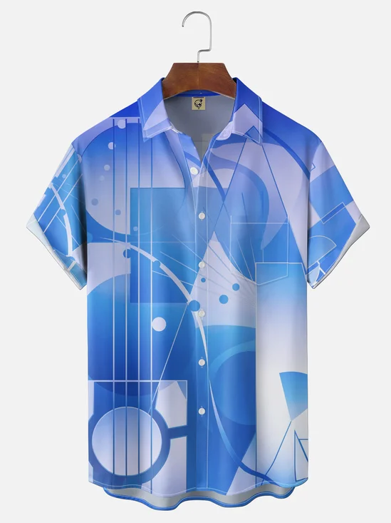 Hardaddy X Clemens Niewoehner Moisture-wicking Gradient Geometric Chest Pocket Casual Shirt