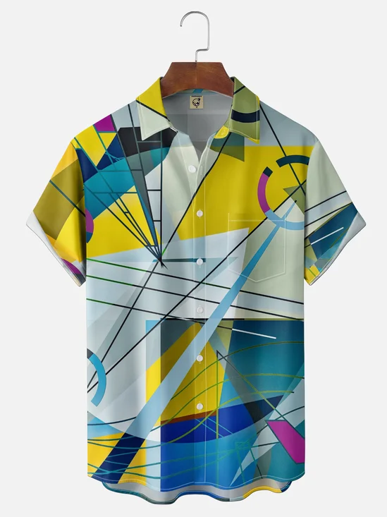 Hardaddy X Clemens Niewoehner Moisture-wicking Gradient Geometric Chest Pocket Casual Shirt