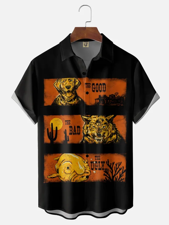 Moisture Wicking Figure Chest Pocket Holiday Hawaiian Shirt