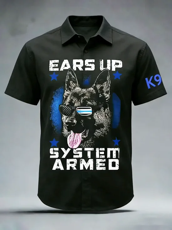 Moisture-wicking 250th Anniversary Independent Day American Military Army Dog Ears Up Chest Pocket Patriotic Shirt