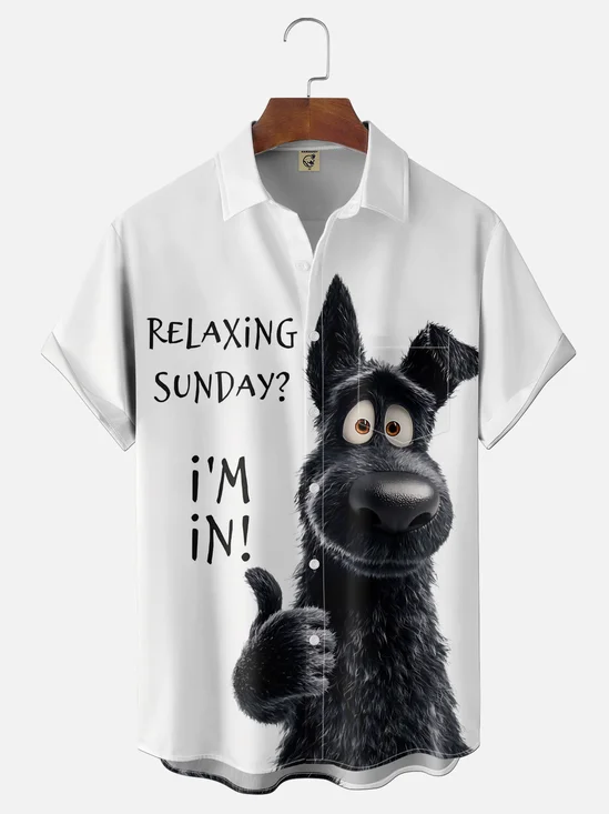 Moisture-wicking Dog Funny Chest Pocket Casual Shirt