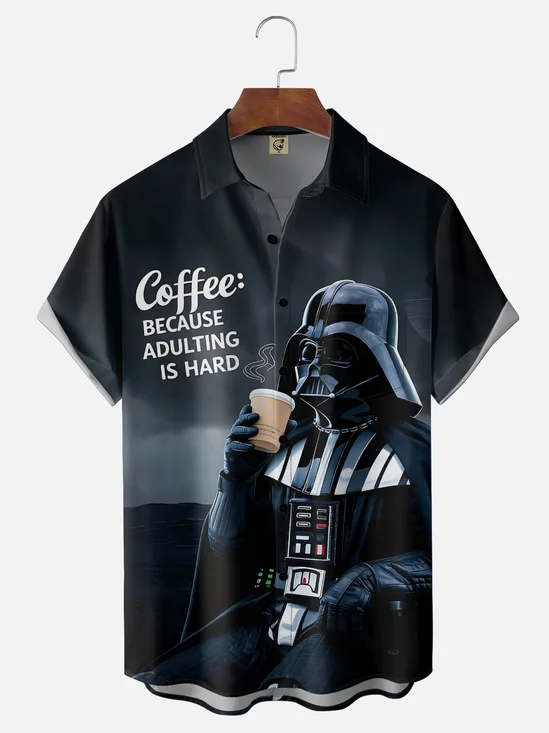 Moisture-wicking Coffee Because Adulting Is Hard Chest Pocket Casual Shirt