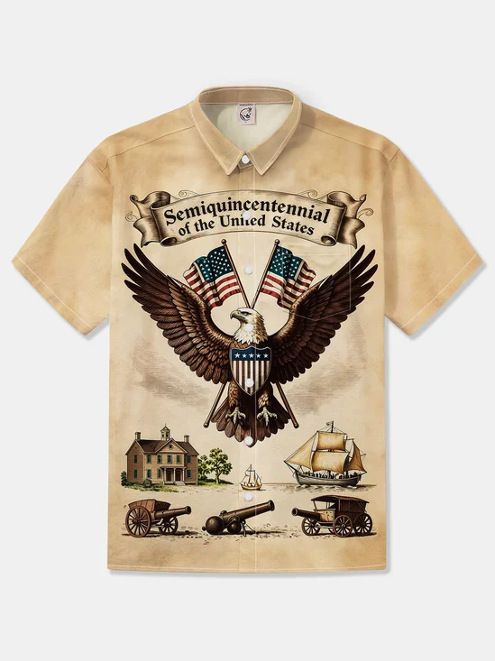 Moisture-wicking 250th Anniversary Legacy of Independence Heritage of America  Freedom Chest Pocket Patriotic Shirt