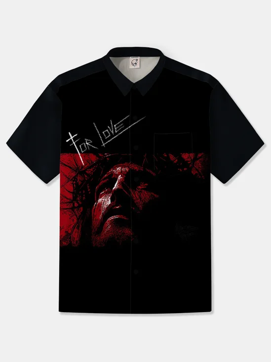 Moisture-wicking Jesus For Love Easter Chest Pocket Casual Shirt