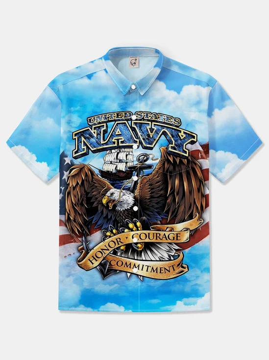 Moisture-wicking Independent Day Navy American Flag USA Freedom Patriotic Shirt