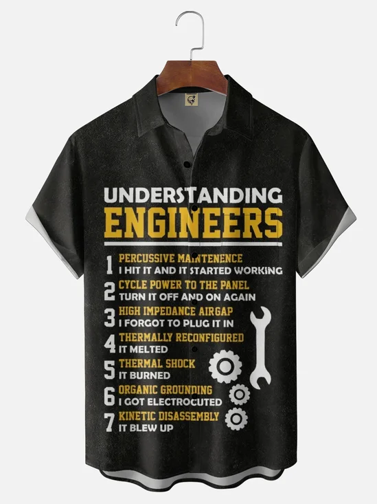 Moisture-wicking Understanding Engineers Sarcastic Chest Pocket Casual Shirt
