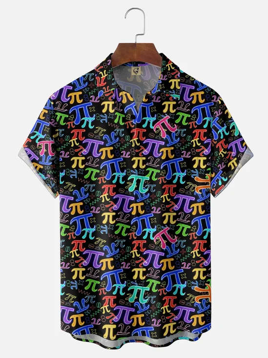 Moisture Wicking Gradient Neon Colors Numeric Code π Chest Pocket Holiday Shirt