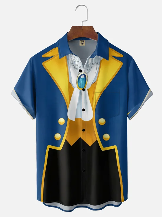 Moisture Wicking Beauty And The Beast Cartoon Character Costume Chest Pocket Holiday Shirt