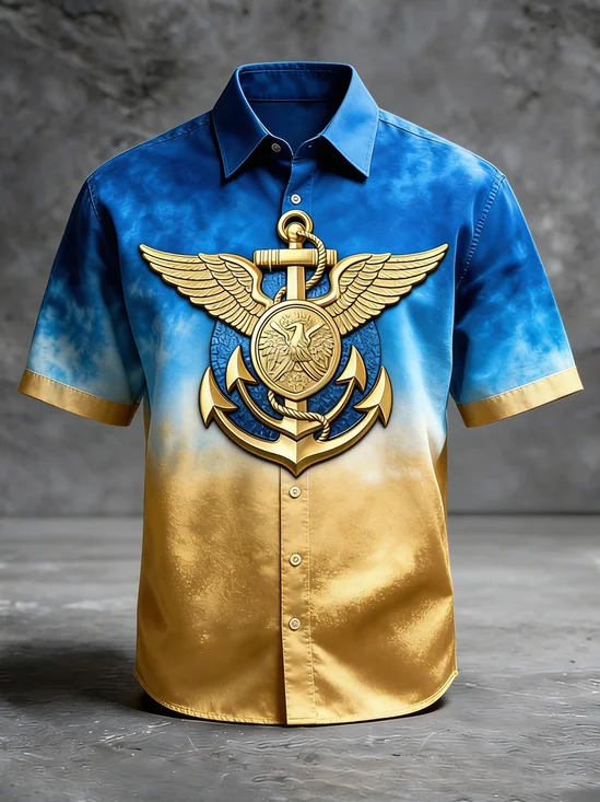 Moisture-wicking Independent Day Navy Veterans Chest Pocket Patriotic Shirt