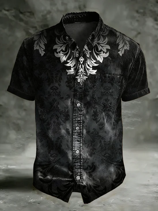 Moisture Wicking Floral Plants Chest Pocke Holiday Hawaiian Shirt