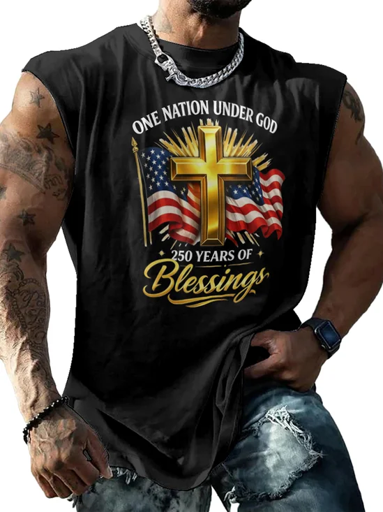 Semiquincentennial 250th anniversary God Bless America Crewneck Tank Tops Sleeveless Shirt