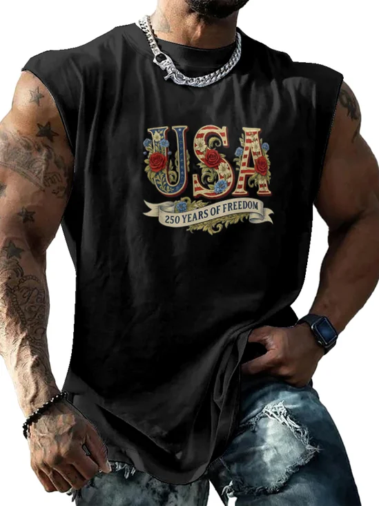 Semiquincentennial 250th anniversary God Bless America Crewneck Tank Tops Sleeveless Shirt