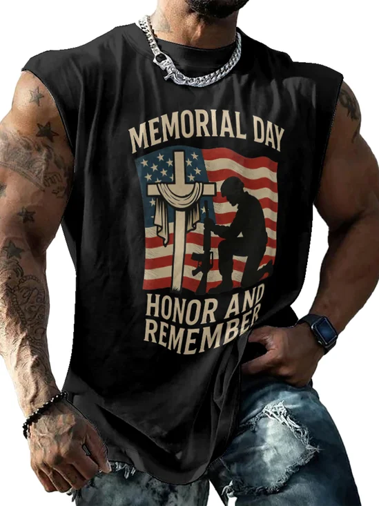Indepndence Day Memorial Day Veterans Crewneck Tank Tops Sleeveless Shirt