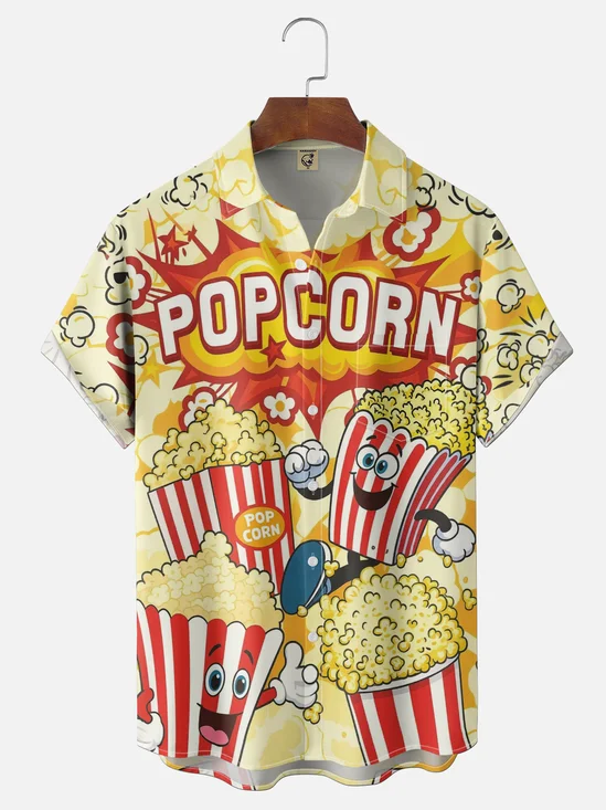 Moisture Wicking Fun Popcorn Chest Pocke Holiday Hawaiian Shirt