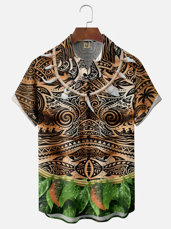 Moisture-Wicking  featuring Abstract Gradient And Ethnic Patterns Muscle Fit  Chest Pocket  Holiday Shirt