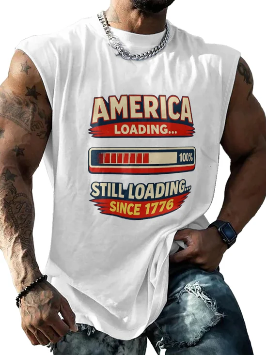 Hardaddy X Kimprut Imut Mens Crewneck Tank Tops American Flag National Patriotic Sleeveless T-Shirt