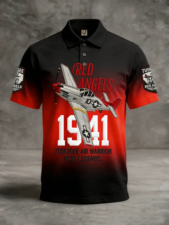 Moisture-Wicking 3D Abstract Gradient Aircraft Legend Short-Sleeve Holiday Golf Polo