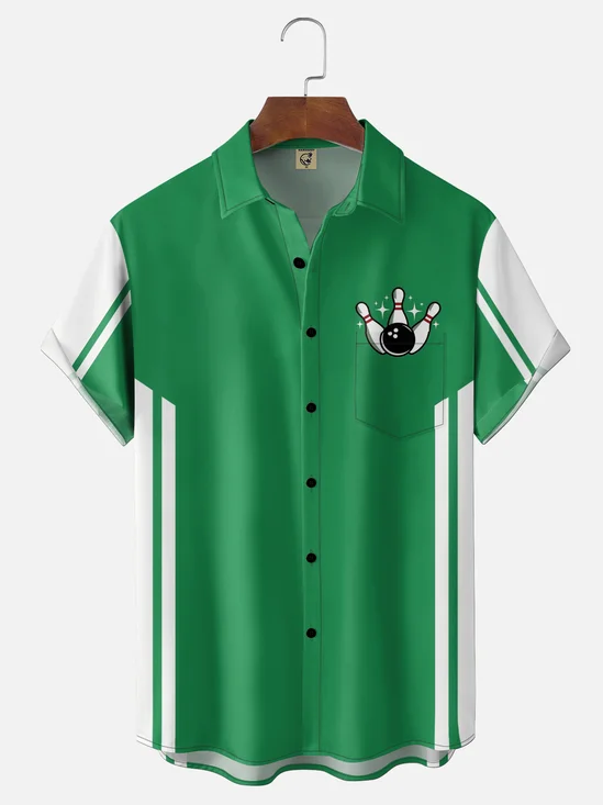 Moisture Wicking Bowling Chest Pocke Holiday Hawaiian Shirt