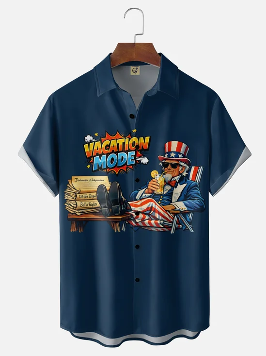 Hardaddy X Kimprut Imut Moisture-wicking American Founding Father Chest Pocket Casual Shirt