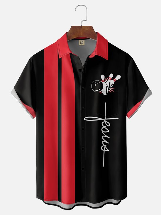 Moisture-Wicking Striped Bowling Holiday Bowling Shirt