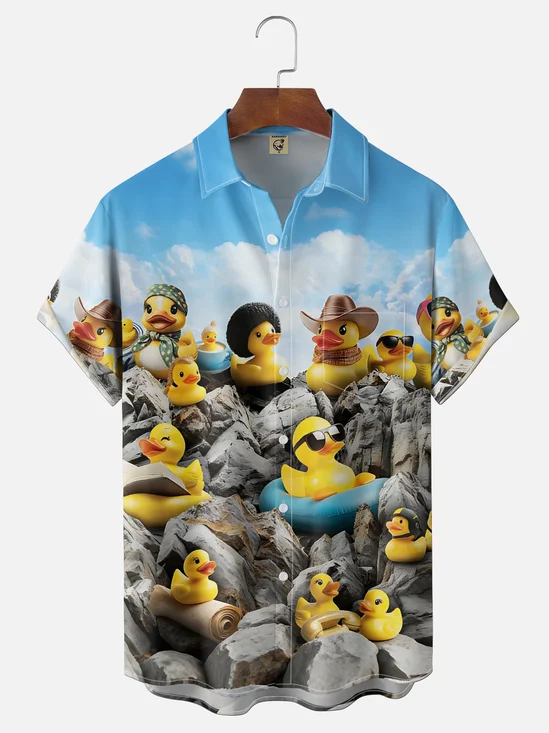 Moisture-wicking Rubber Duck Funny Chest Pocket Casual Shirt