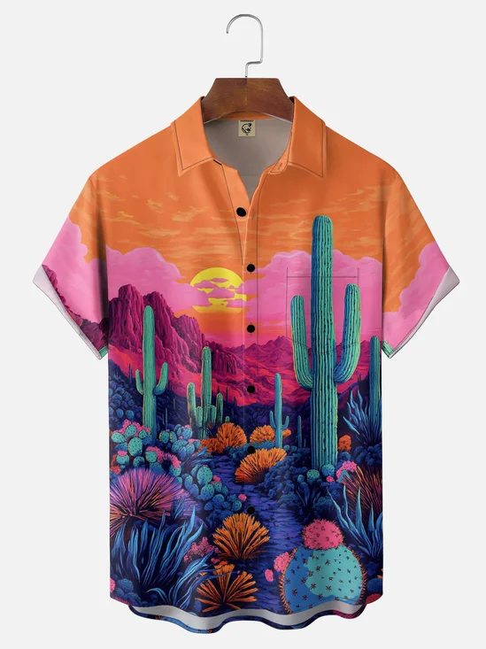 Moisture-wicking Cinco De Mayo Cactus Chest Pocket Casual Shirt