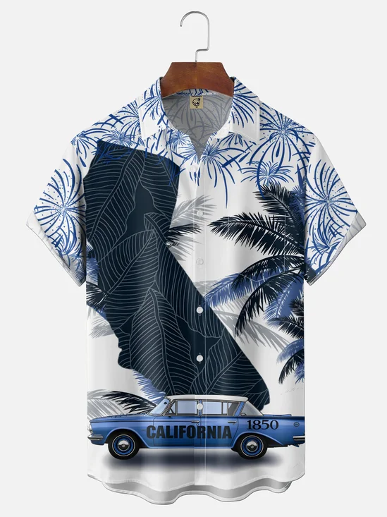 Moisture Wicking Plant Florida Vintage Car Chest Pocke Holiday Hawaiian Shirt