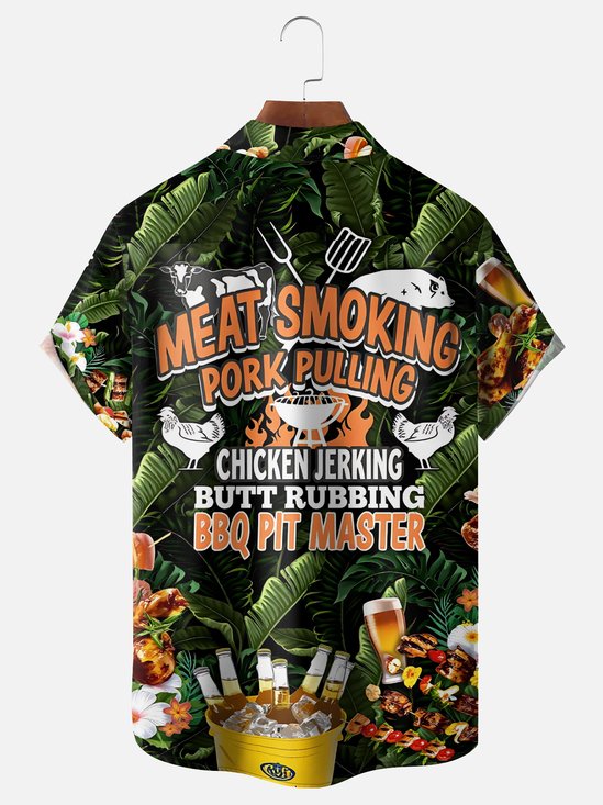 Moisture-Wicking "Grill Master" Chest Pocket  Holiday Hawaiian Shirt