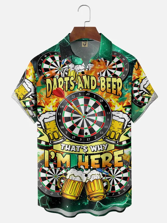 Moisture Wicking Gradient Darts Beer Club Chest Pocket Holiday Shirt