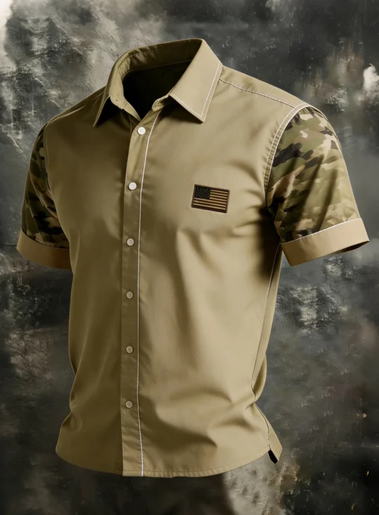 Moisture-wicking Anniversary Independent Day American Flag USA Freedom Patriotic Chest Pocket Shirt