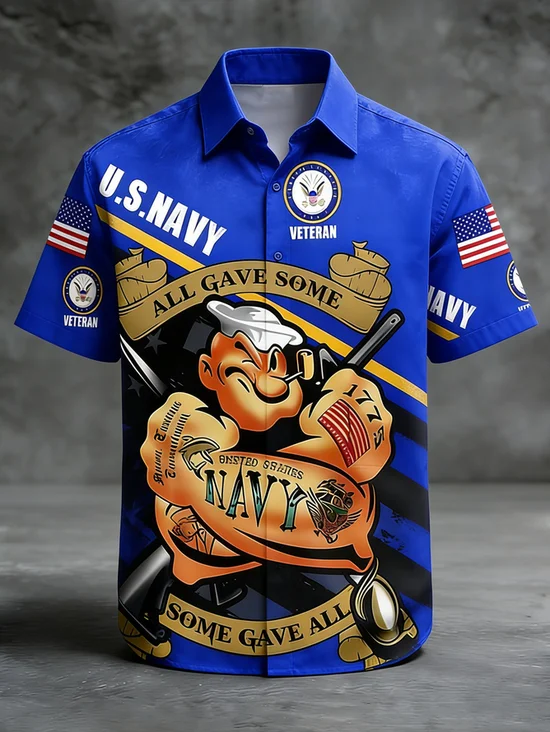 Tall Size Moisture-wicking Independent Day U.S. Navy Veterans Freedom Chest Pocket Patriotic Shirt