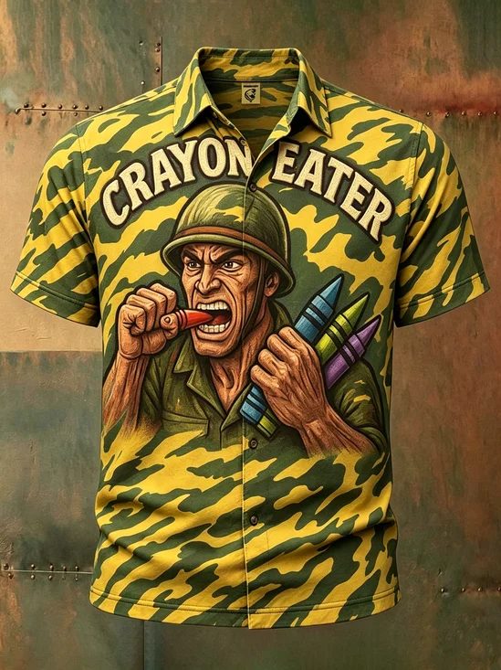 Moisture-wicking Crayon-eating United States Marine Corps Independent Day American Flag USA Freedom Chest Pocket Patriotic Shirt