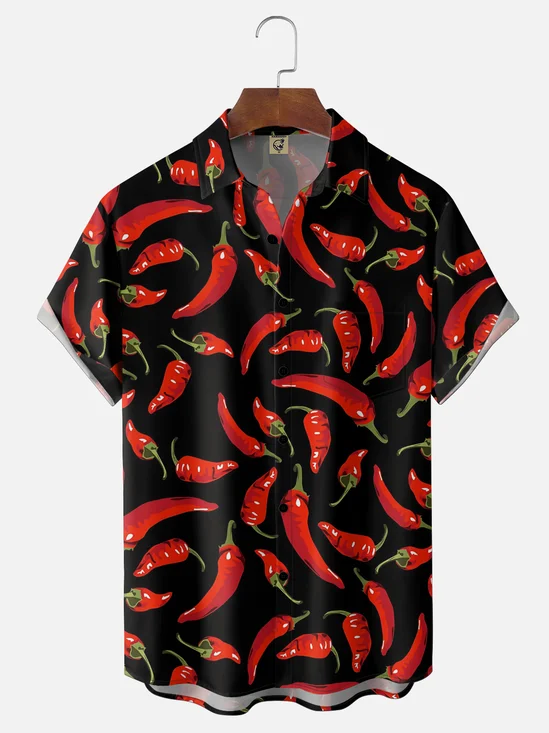 Moisture-wicking Cinco de Mayo Jalapeno Pepper Chest Pocket Casual Shirt