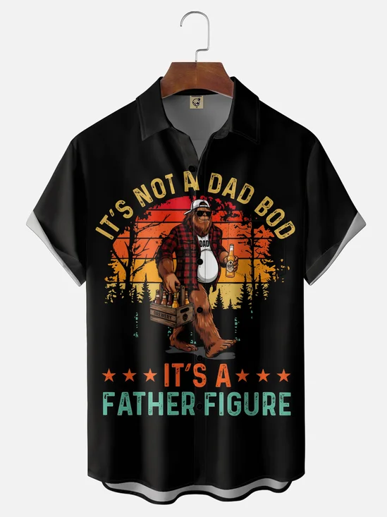 Moisture-Wicking "Dad Bod" Slogan Chest Pocket Hawaiian Shirt