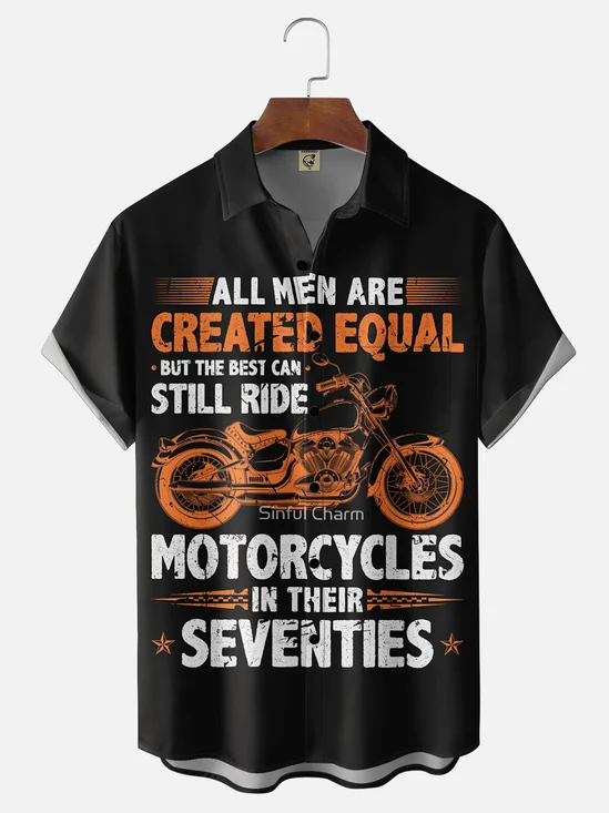 Moisture Wicking Humorous And Funny Geometry Motorcycle Slogan Chest Pocket Hawaiian Shirt