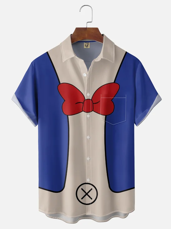 Moisture-Wicking Cartoon & Anime Donald Duck Character-Themed Chest Pocket Hawaiian Shirt
