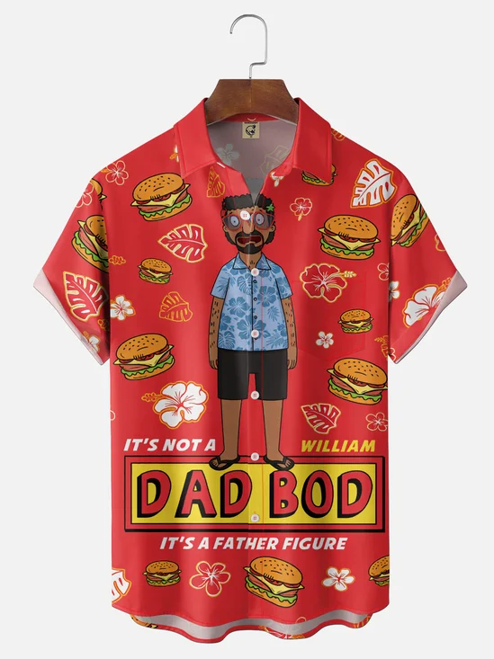 Moisture-Wicking Funny "Dad Bod" Slogan Chest Pocket Holiday Hawaiian Shirt