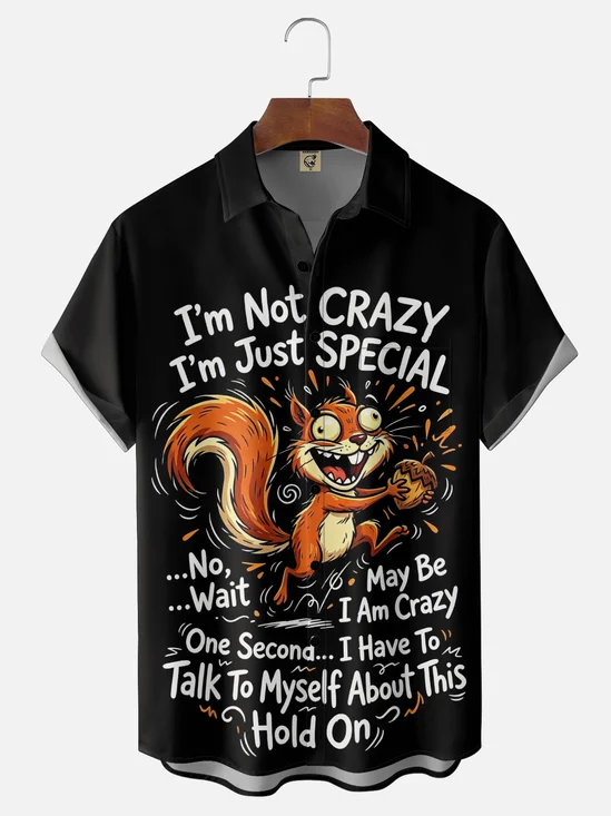 Moisture-wicking Crazy Squirrel Chest Pocket Casual Shirt
