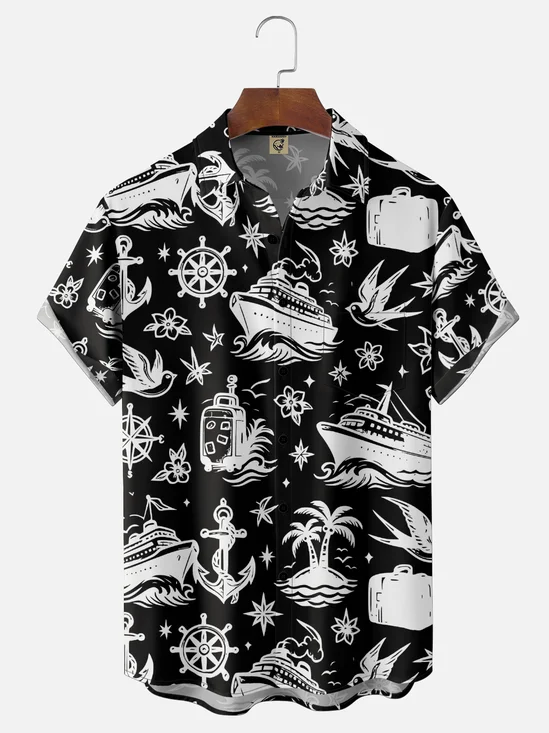Hardaddy X Valentina Bjekovic Moisture-wicking Marine Life Chest Pocket Hawaiian Shirt