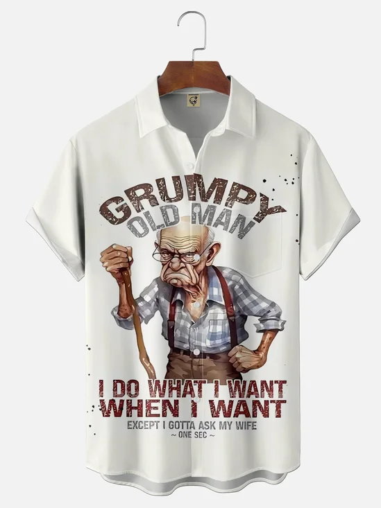Moisture-Wicking Humorous & Funny Retired Senior Slogan  Chest Pocket Hawaiian Shirt
