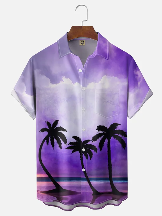 Hardaddy X Valentina Bjekovic Moisture-wicking Palm Tree Chest Pocket Hawaiian Shirt