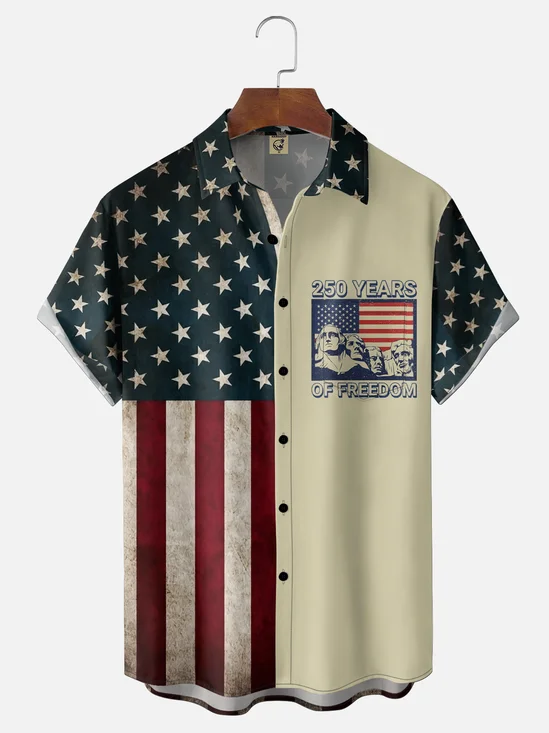 Hardaddy X Valentina Bjekovic Moisture-wicking 250th Anniversary Independent Day American Flag USA Freedom Chest Pocket Patriotic Shirt