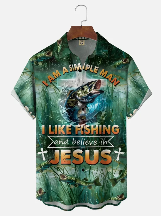 Moisture-Wicking For the Simple Fishing Loving Man Chest Pocket Holiday Hawaiian Shirt